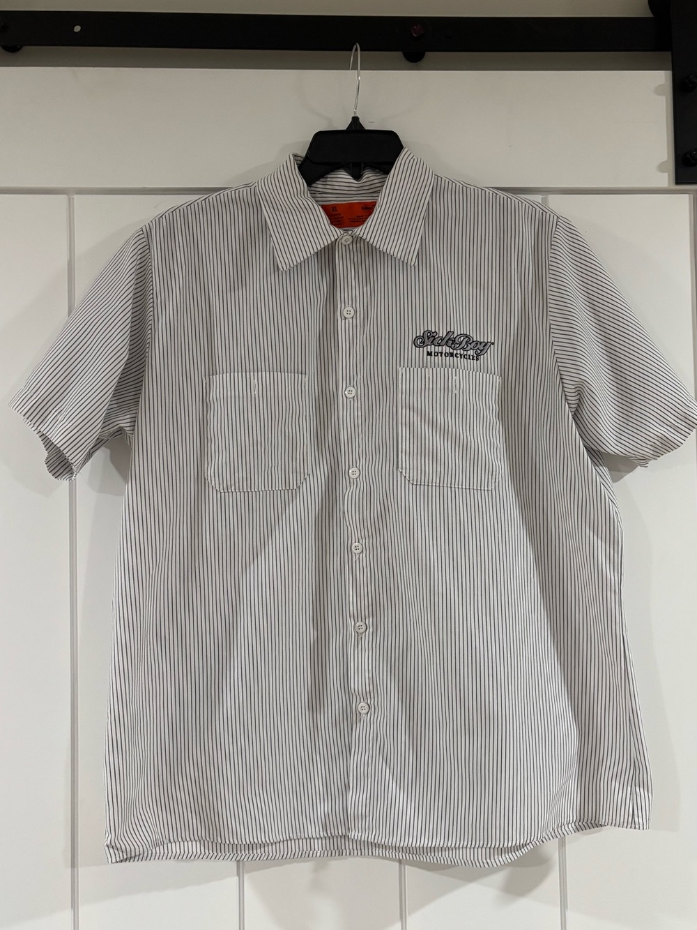 Vintage Striped Sick Boy Motorcycles Work Button Down in Size XL